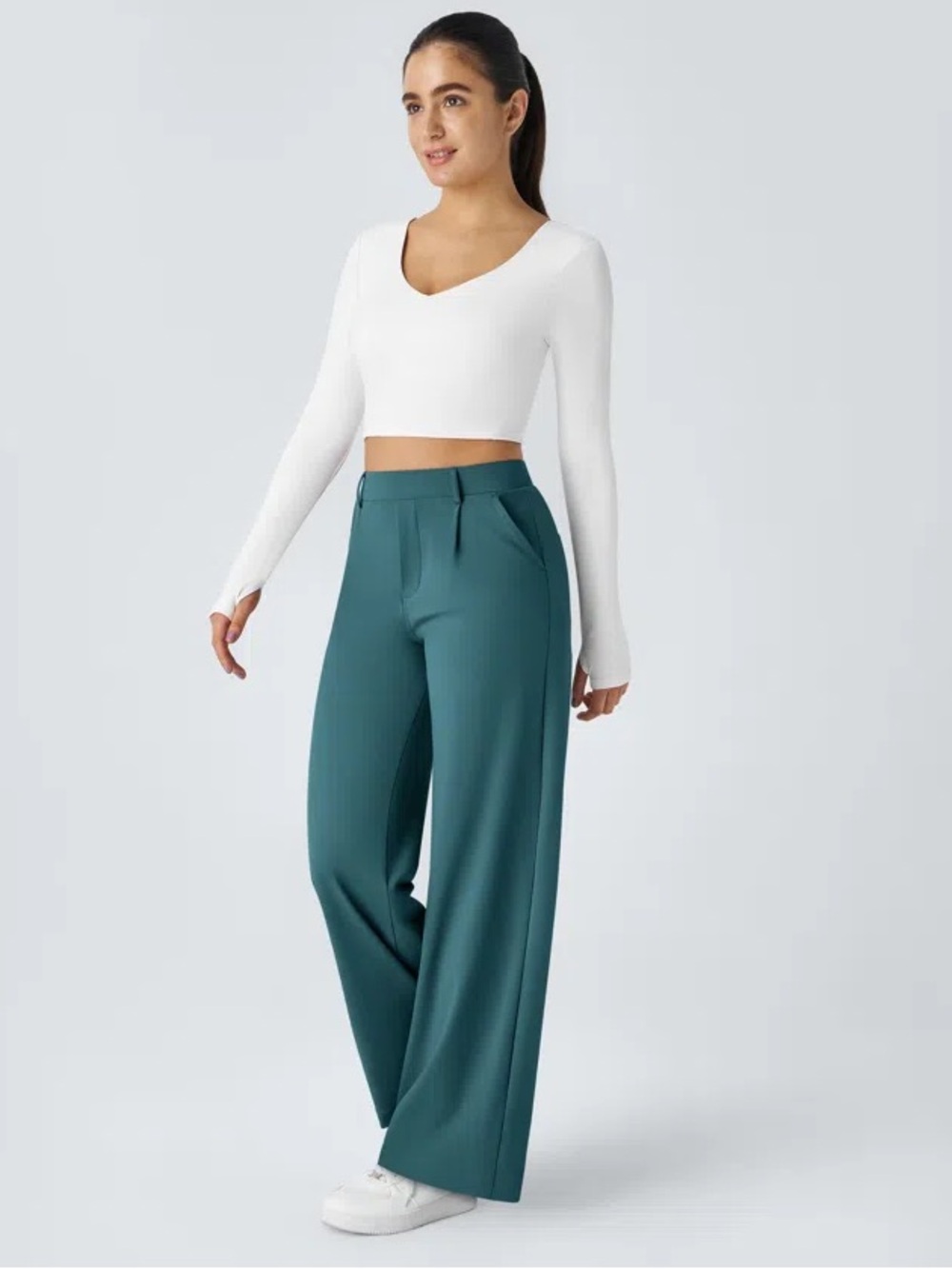 NWOT Halara Teal Pocket Work Pants Sz S (Tall)